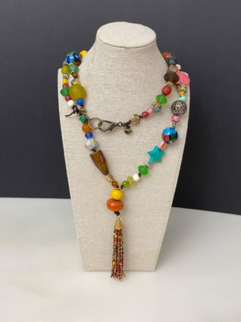 Bohemian Colorful Mixed Media Boho Necklace